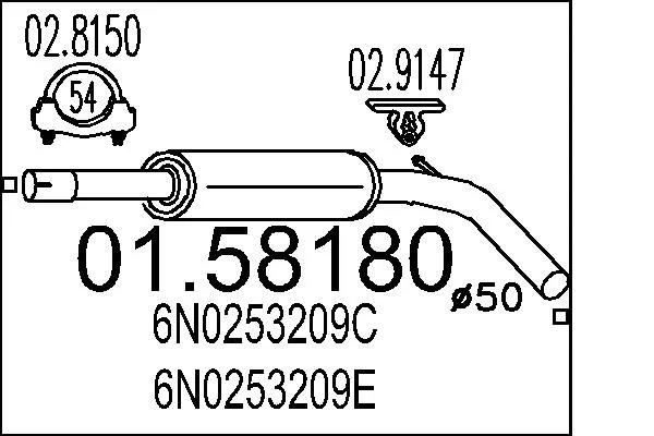 Centre Muffler MTS 01.58180