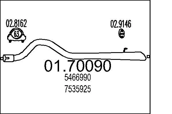 Tubo de Escape MTS 01.70090
