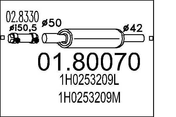 Centre Muffler MTS 01.80070