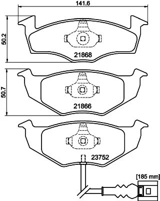 Conjunto de pastilhas de travão de disco HELLA 8DB 355 009-801