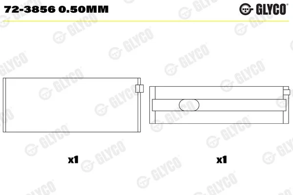 Crankshaft Bearing Shell GLYCO 72-3856 0.50MM