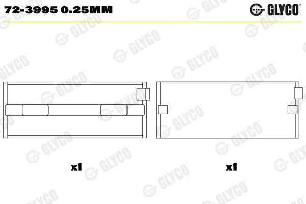 Rolamento da cambota GLYCO 72-3995 0.25mm