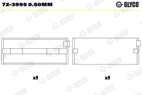 Rolamento da cambota GLYCO 72-3995 0.50mm