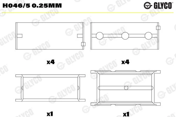 Crankshaft Bearing Shell GLYCO H046/5 0.25mm