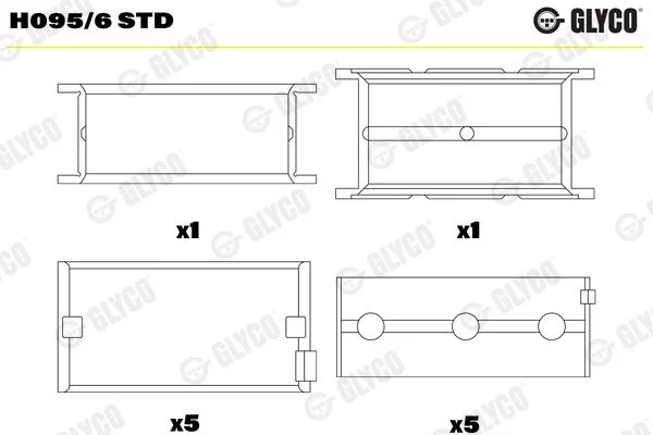 Rolamento da cambota GLYCO H095/6 STD