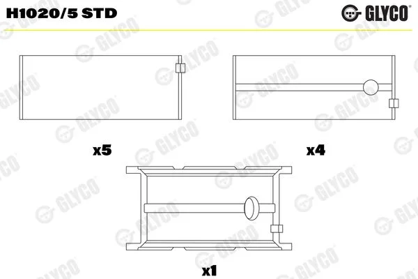 Crankshaft Bearing Shell GLYCO H1020/5 STD