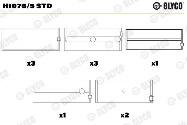 Rolamento da cambota GLYCO H1076/5 STD