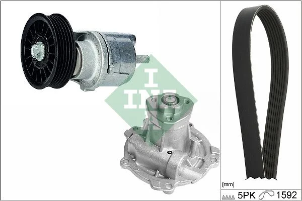 Water Pump + V-ribbed Belt Kit INA 529016131