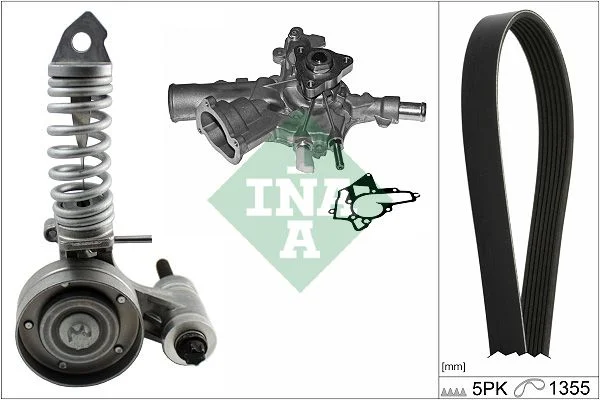 Bomba de Água + Kit de Correia em V INA 529029731