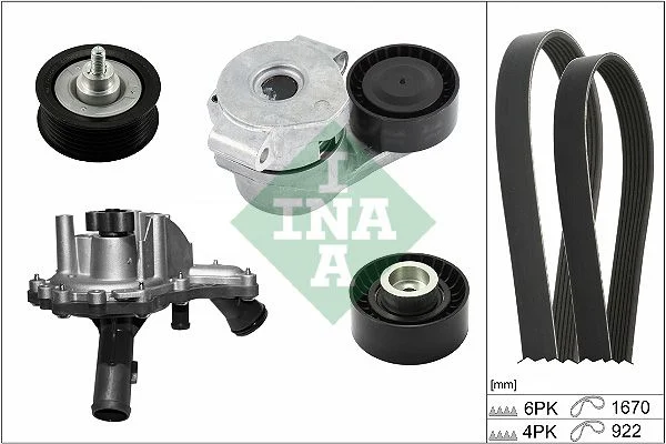 Bomba de Água + Kit de Correia em V INA 529030130