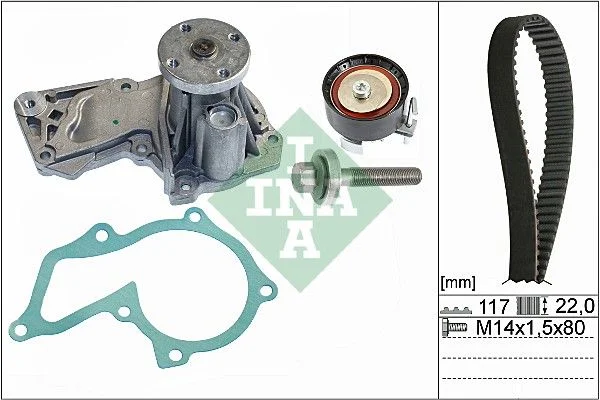 Bomba d'água e kit de correia dentada INA 530 0605 30