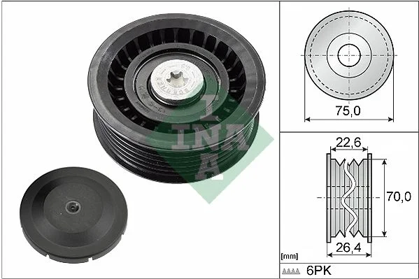 Deflection/Guide Pulley, V-ribbed belt INA 532 0344 10