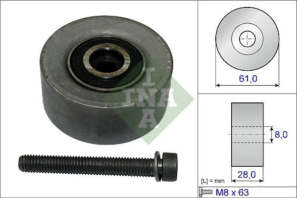 Polia de Desvio/Guia, correia distribuição INA 532 0472 10