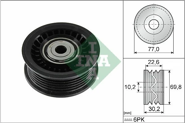Deflection/Guide Pulley, V-ribbed belt INA 532 1075 10