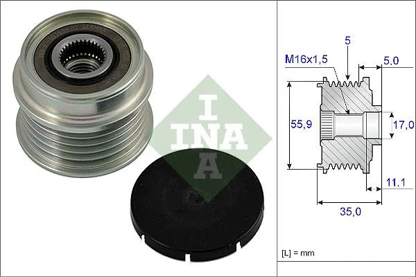 Embraiagem de roda livre, alternador INA 535 0005 10