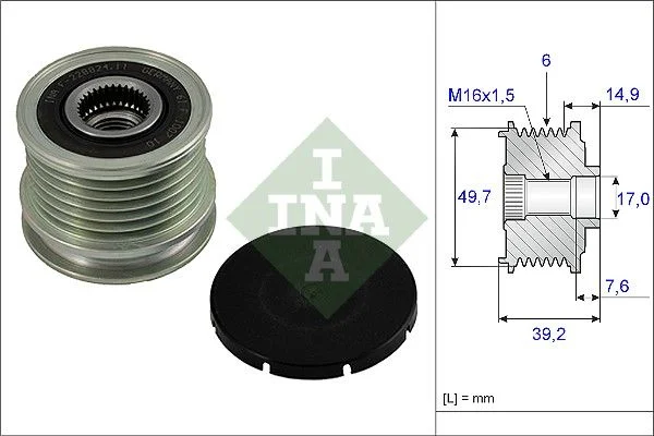 Embraiagem de roda livre, alternador INA 535 0015 10