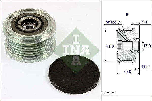 Embraiagem de roda livre, alternador INA 535 0022 10