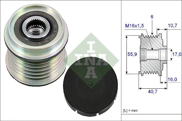 Embraiagem de roda livre, alternador INA 535 0028 10