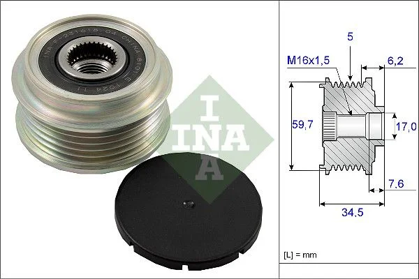 Embraiagem de roda livre, alternador INA 535 0034 10