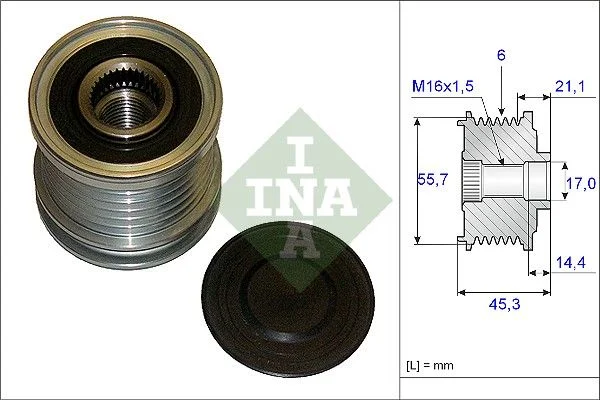 Embraiagem de roda livre, alternador INA 535 0036 10