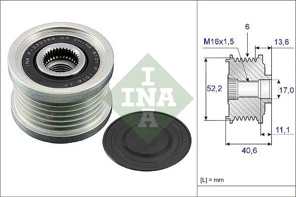 Embraiagem de roda livre, alternador INA 535 0044 10
