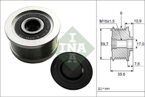 Embraiagem de roda livre, alternador INA 535 0046 10