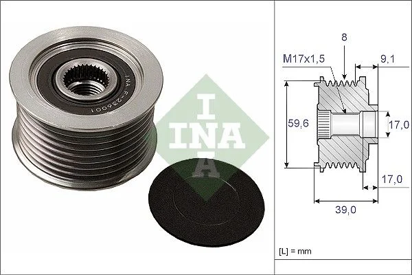 Embraiagem de roda livre, alternador INA 535 0049 10