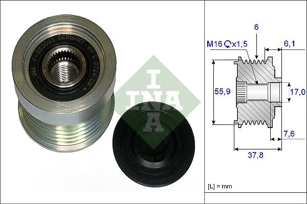 Embraiagem de roda livre, alternador INA 535 0072 10