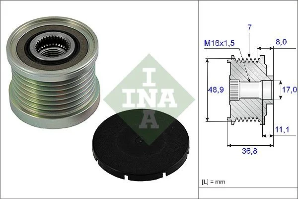 Embraiagem de roda livre, alternador INA 535 0081 10