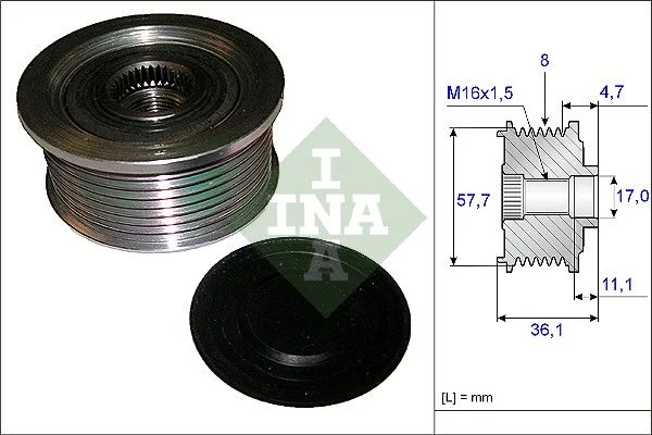 Embraiagem de roda livre, alternador INA 535 0099 10