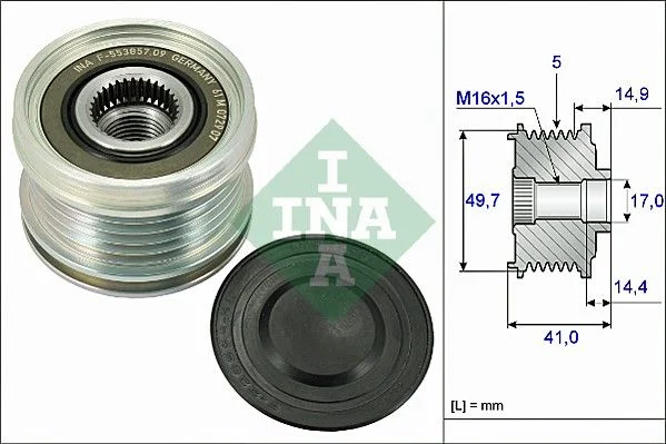 Embraiagem de roda livre, alternador INA 535 0101 10