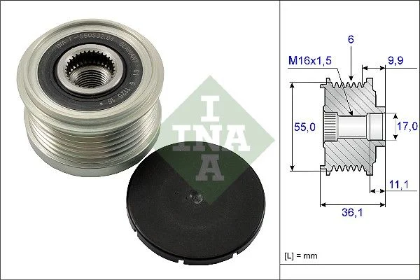 Embraiagem de roda livre, alternador INA 535 0103 10