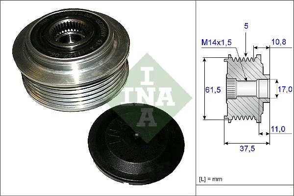 Embraiagem de roda livre, alternador INA 535 0107 10