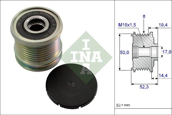 Embraiagem de roda livre, alternador INA 535 0111 10