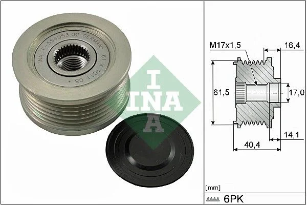 Embraiagem de roda livre, alternador INA 535 0115 10