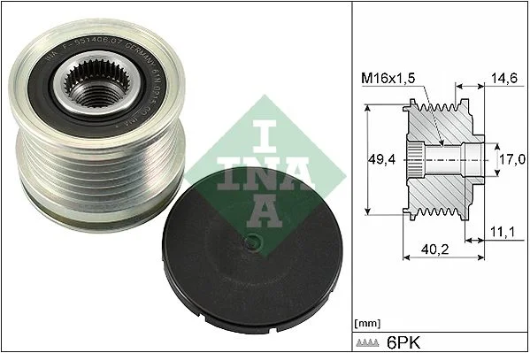 Alternator Freewheel Clutch INA 535 0124 10
