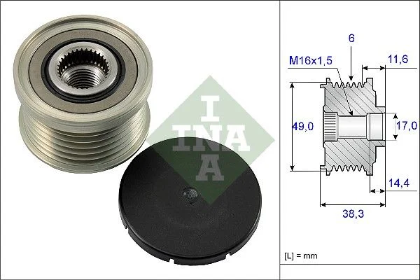 Embraiagem de roda livre, alternador INA 535 0127 10