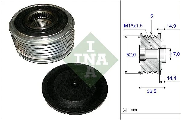 Embraiagem de roda livre, alternador INA 535 0129 10