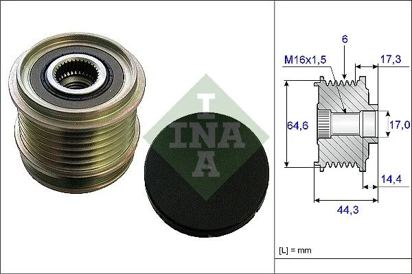 Embraiagem de roda livre, alternador INA 535 0130 10