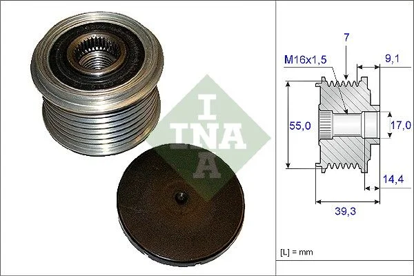 Embraiagem de roda livre, alternador INA 535 0142 10