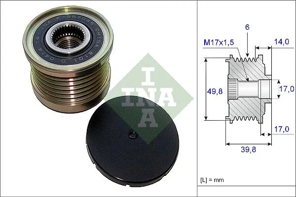 Embraiagem de roda livre, alternador INA 535 0146 10