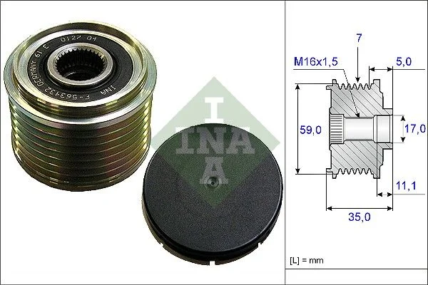 Embraiagem de roda livre, alternador INA 535 0159 10