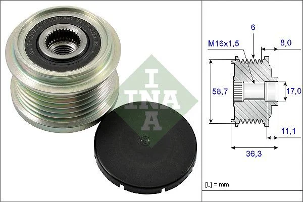 Embraiagem de roda livre, alternador INA 535 0160 10