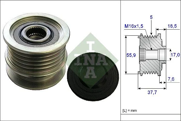 Embraiagem de roda livre, alternador INA 535 0169 10
