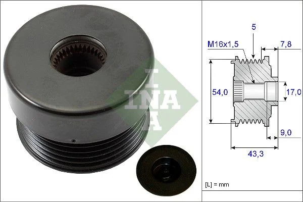 Embraiagem de roda livre, alternador INA 535 0172 10