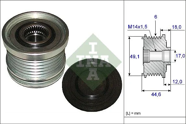 Embraiagem de roda livre, alternador INA 535 0182 10