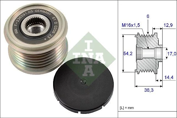 Embraiagem de roda livre, alternador INA 535 0194 10