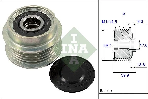 Embraiagem de roda livre, alternador INA 535 0199 10