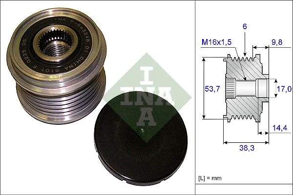 Embraiagem de roda livre, alternador INA 535 0203 10