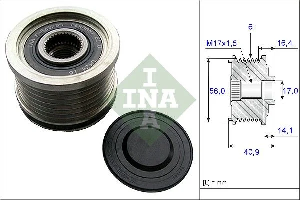 Embraiagem de roda livre, alternador INA 535 0213 10